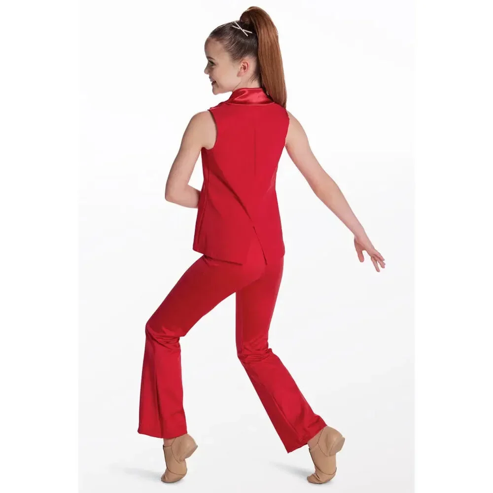 Pre-Owned Dance Costume Weissman 15727 Large Child Red Jumpsuit Jazz Sequin Bos